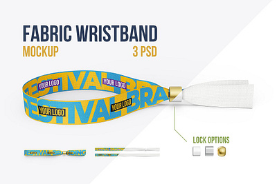 Fabric Wristband Mockup 350x15mm branding