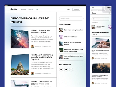 Skiddle - Blog b2b b2b platform blog page blogging blogpost clean design e commerce event marketplace events management marketing platform marketplace mobile design mobile ui mobile view personalization for business service service marketing skiddle web design web ui