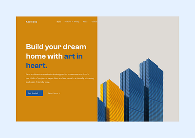 Kadel Cop - Hero section. architecture desktop user interface website