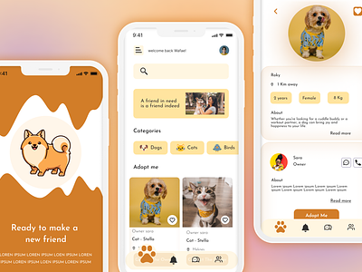 Pet Saver Mobile app app application cat design dog find your pet mobile app mobile app deisgn motion graphics pets adoption pets app pets application screen ui ui ux user experience user interface