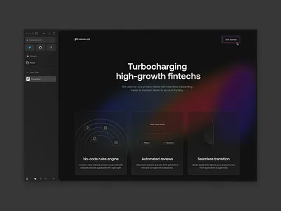 Formalize web design arc automation darkmode design diagram fintech form gradient illustration pictogram saas ui uidesign ux uxdesign uxui webdesign