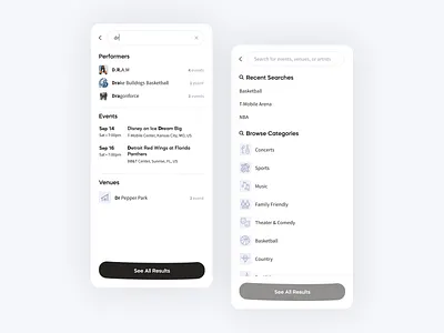 Mobile Search Screens event search event search results mobile mobile app mobile screens mobile search mobile search results mobile search screen search search results search screen