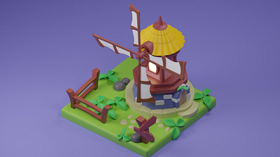 Windmill 3D model 3d blender design model polygon windmill