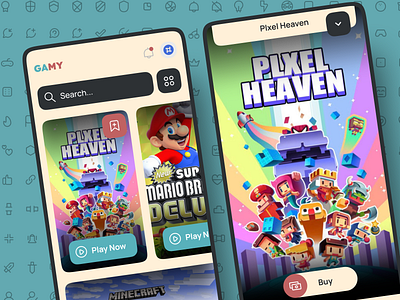 Gamy | App Design app design game mobile nintendo ui