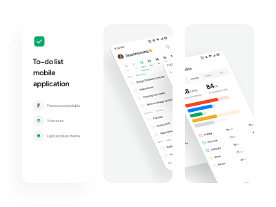 To-Do Mobile Application calendar chart clean design minimal planner pomodoro profile progress schedule settings task to do to do list todo todo list tracker ui user interface ux