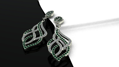 Green 3d earing jewelrydesign