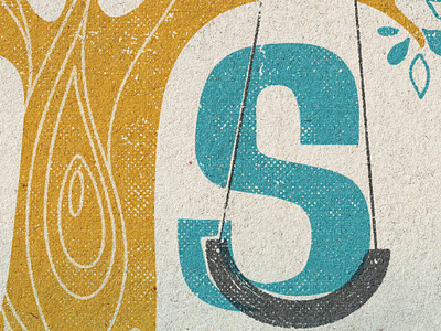 S is for swing - 36 Days of Type 36 days alphabet design illustration kids letter mid century play s swing texture tree type typography
