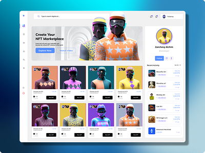 NFT Auction Marketplace User Dashboard admin admin panel analytics blockchain chart crypto wallet cryptoart design fluttertop nft nft app nft dashboard nft marketplace nft web nft website rarible ui uiux user dashboard web3