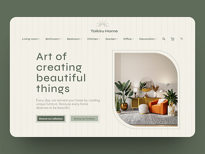 Landing page for a furniture website - Japandi Style aesthetic design furniture interior design japan japandi landing page minimalist scandinavian ui ux uxui web design website