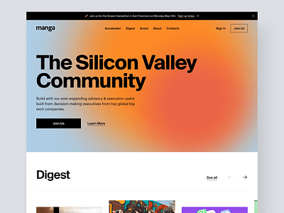 The Silicon Valley Community clear design header land minimal ui web