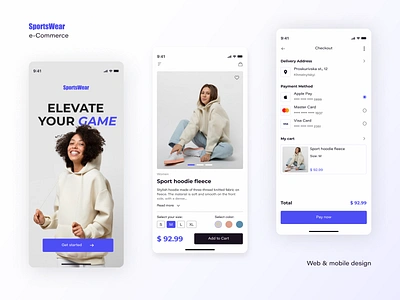 Sportswear E-commerce UX/UI design case study design e commerce e commerce design hoodies interface minimal mobile online store product shopping sportswear store ui uidesign ux web webdesign website website design