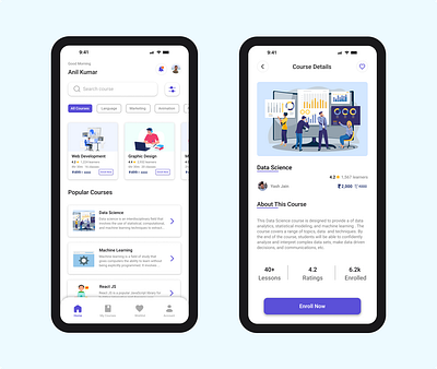 E-Learning App Design: A Modern and User-Friendly Interface app app ui course page digital design e learning education educational app mobile app design online learning ui ui design ui ux ux design