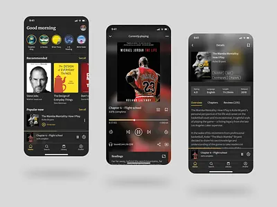 Audiobook Mobile App app audio audiobook audiobook app book books dark design interface mobile mobile app mobile app design mobile application player ui ux