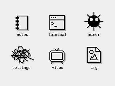 Desktop icons for the portfolio site dectop fun icons illustrations interface mobile retro signs