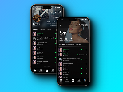 Music App Artist Page app branding design graphic design illustration logo typography ui ux vector