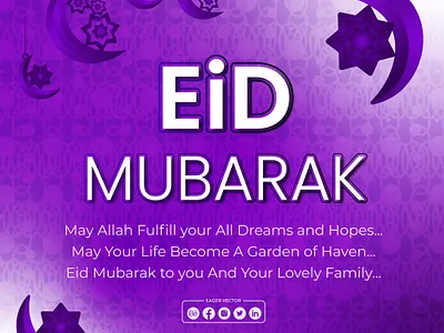 Eid Social Media Post Design 3d banner branding design eagervector eid al adha eid al fitr facebook graphic design illustrator instagram moon pattern post purple social media star text ui