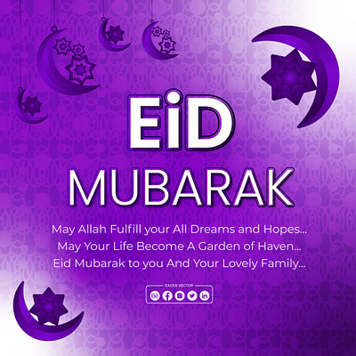 Eid Social Media Post Design 3d banner branding design eagervector eid al adha eid al fitr facebook graphic design illustrator instagram moon pattern post purple social media star text ui