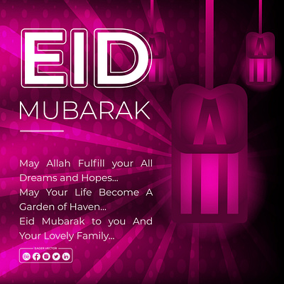 Eid Social Media Post Design 3d design eagervector illustrator lamp pattern text
