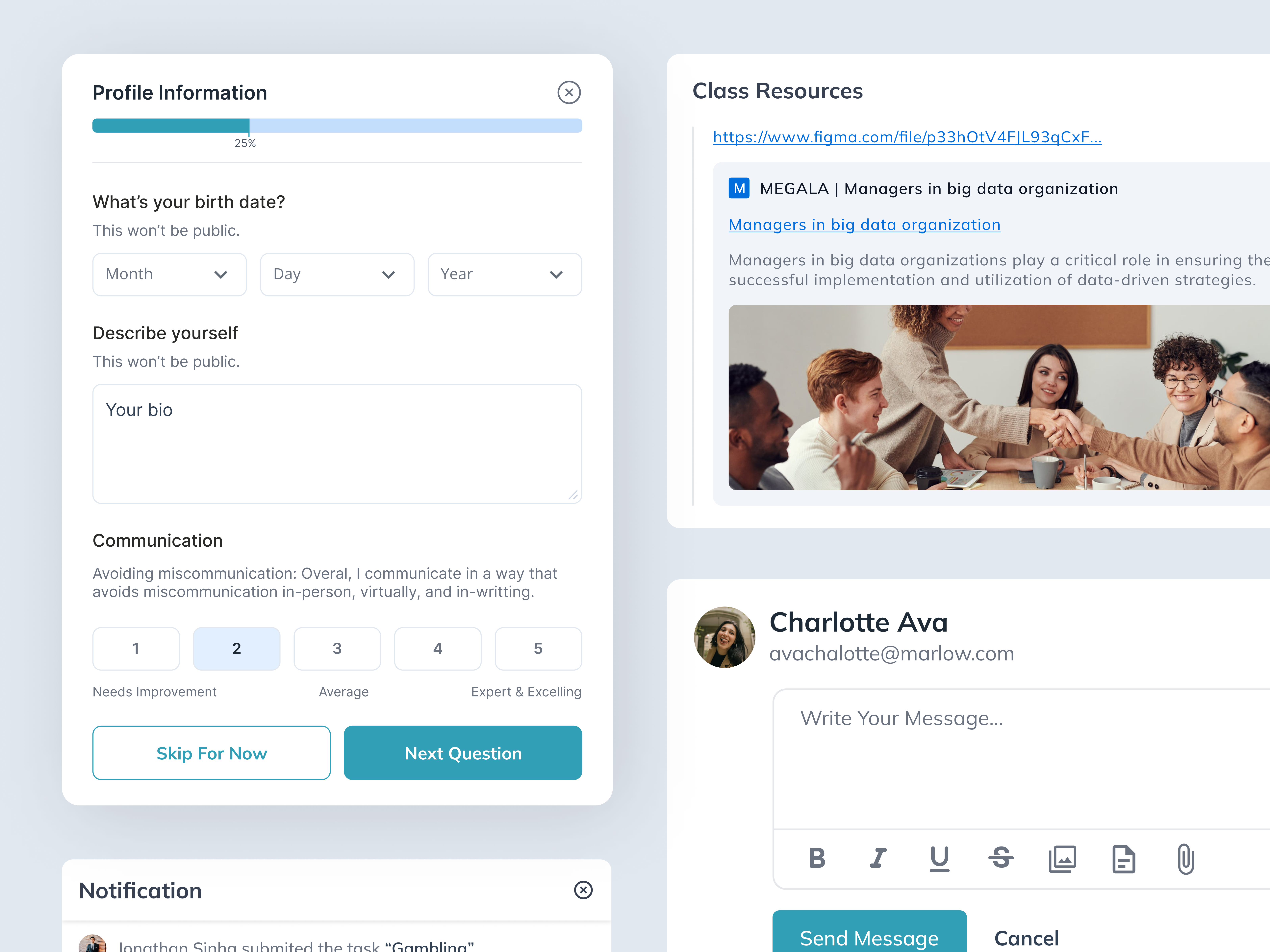 Ed-Tech Components chat clean design edtech popup productdesign profile trending ux web