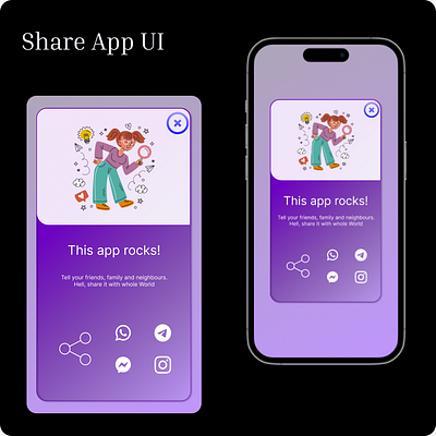 Daily UI : 10 (Share App UI) appdesign design figma graphic design illustration ui uiux ux