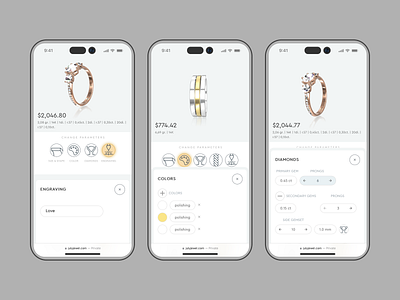 Online jewelry configurator award configurator forms icons interface mobile mobile design mobile screens mobile version product product design ui ux web web design