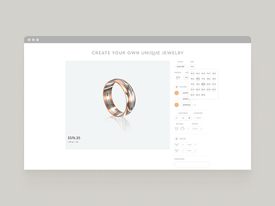 Online jewelry configurator configurator development interface product product design responsive ui uiux ux web web 3 web design web development webgl