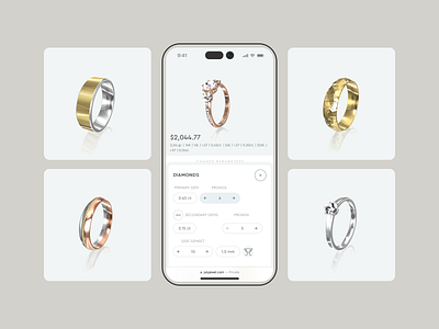 Online jewelry configurator configurator interface jewelry product product design responsive shop ui uiux ux web web design