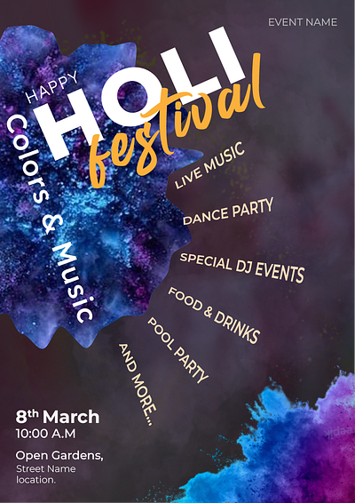 Holi festival festival graphic design holi india poster