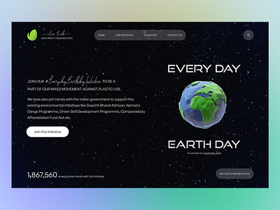 Earth Day 🌏 3d design earth earth day environment figma for a cause landing page motion design non profit prototype ui web