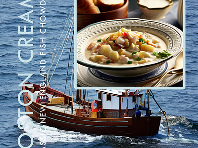 Classic New England Fish Chowder boston chowder cream design food graphic design illustration seafood summer