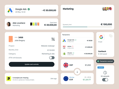 UI elements for brand comms credit cards ui ui elements