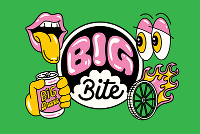 Big Bite badge branding design icons identity illustration logo system type typography vector