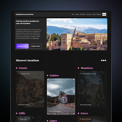 European Film Locations design ui web website