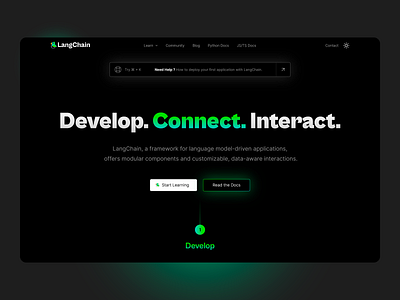 LangChain Landing UI - Rebranding #8 ai artificial intelligence figma green landing page langchain ui ui design ux web design