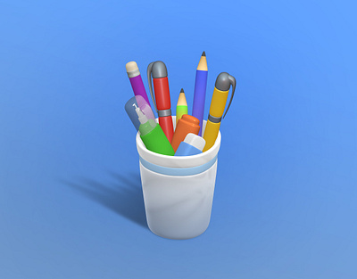 Colorful School Stationery 3d animation illustration ui