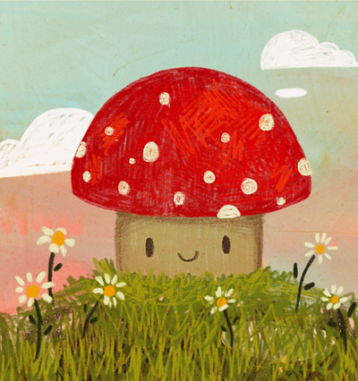 Happy mushroom illustration illustration