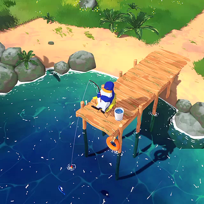 Fishing penguin 3d blender conceptart indiegame toonshading