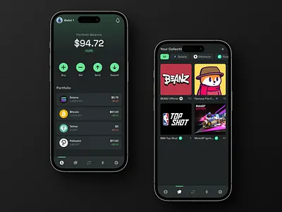 Crypto Wallet and NFTs crypto crypto app crypto assets crypto balance crypto mobile crypto nft crypto portfolio crypto wallet crypto wallet and nft dark mode digital wallet mobile design mobile wallet nft nft showcase nfts nonfungibletokens phantom phantom wallet wallet
