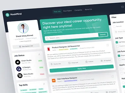 Job Finder Dashboard Ui Ux. creative dashboard design dashboard dashboard design dashboard ui ux job finder dashboard ui ux latest ui ux design nft nft dashboard pro ui udesign saas saas app saas ui ux saas web app saas website trendy ui udesign trendy ui ux ui ui ux ui ux design web application