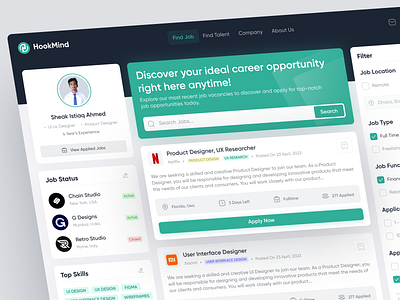 Job Finder Dashboard Ui Ux. creative dashboard design dashboard dashboard design dashboard ui ux job finder dashboard ui ux latest ui ux design nft nft dashboard pro ui udesign saas saas app saas ui ux saas web app saas website trendy ui udesign trendy ui ux ui ui ux ui ux design web application