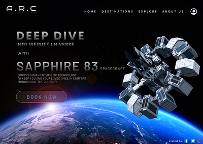 Interstellar Travel Space Agency landing web page UI 3d graphic design logo ui