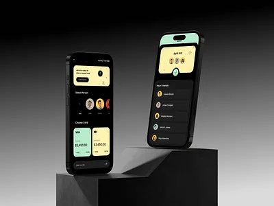 Payments App: Mobile Design / Dark UI 2023 trends bank app banking banking app bill pay app bill split app credit card app dark mode dashboard finance app i phone mockup money transfer app online payment app payment app payment balance payment dark ui payment su savings app send money app wallet app