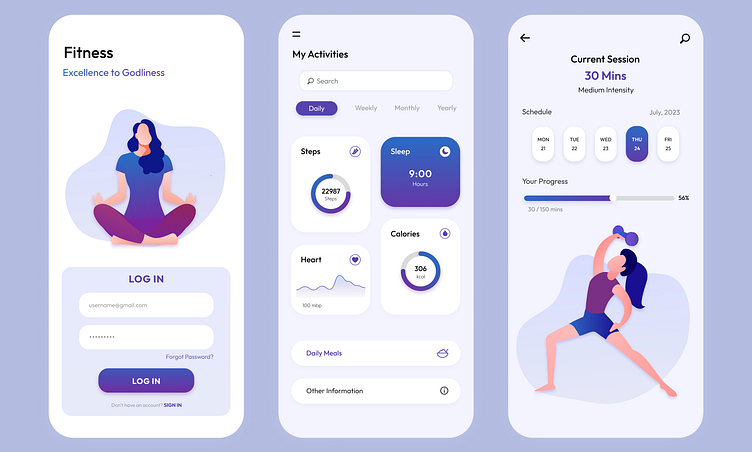 Fitness Mobile App by Janita Waheed on Dribbble