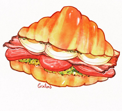 Croissant sandwich breakfast croissant design food food illustration illustration menu procreate sandwich