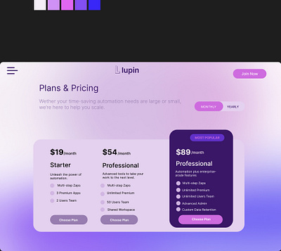 Pricing Page branding gradient