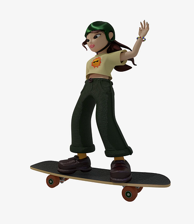 She was a skater girl... 360 3d adobe aftereffects animation blender design helmet illustration motion graphics skate skateboard streetwear