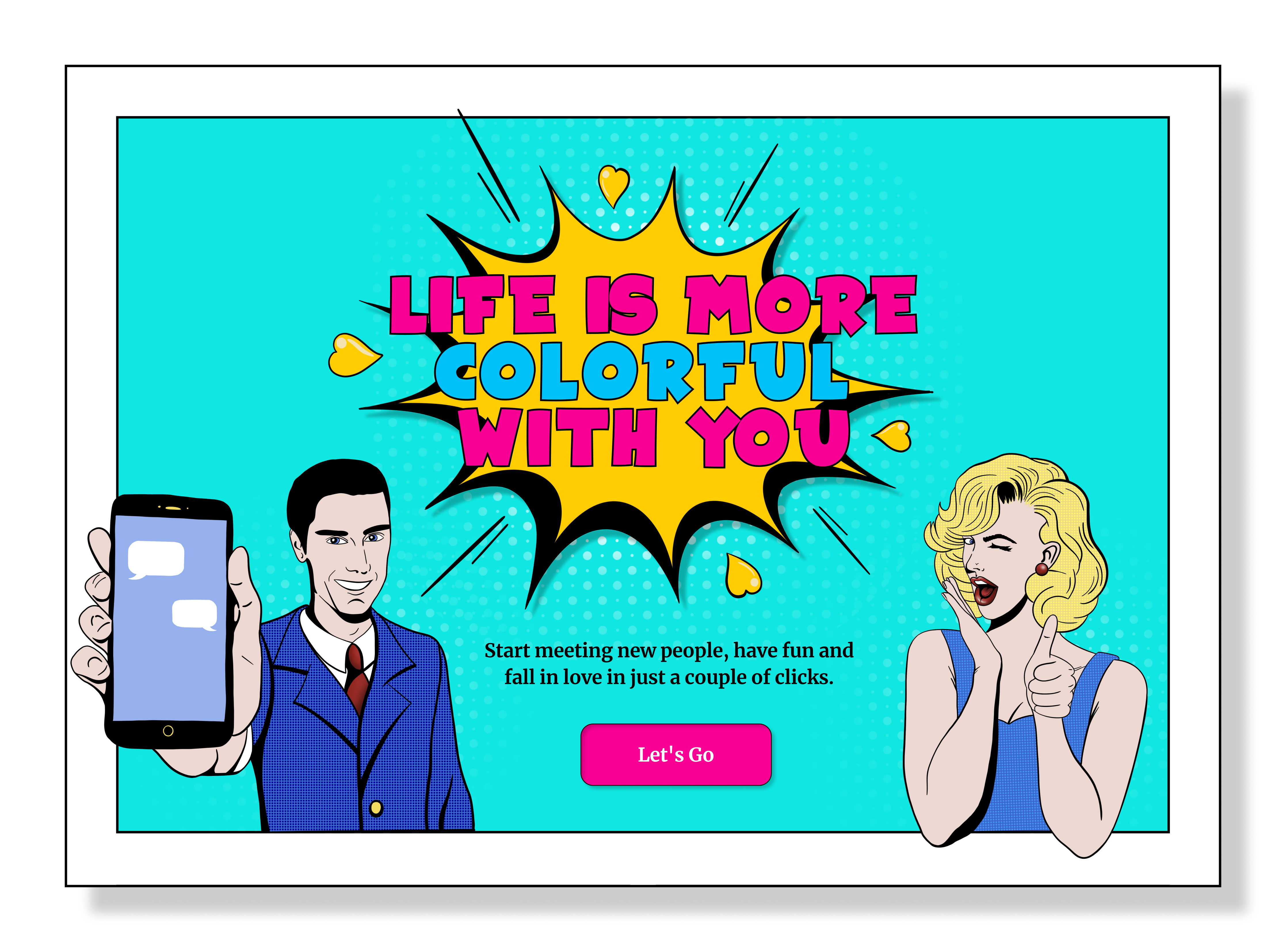 Dating - Landing Page date dating dating app dating ui kit dating website dating website design design landing landing page love matching social media social website tinder ui animation ui design ux design uxui valentine website web design