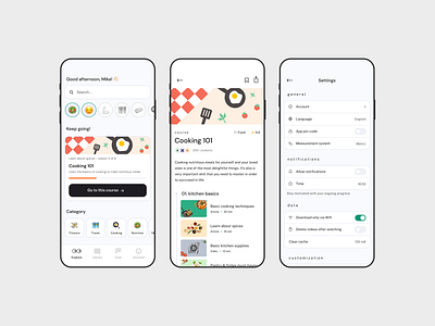 Life courses mobile app UI design app app ui app ui concept cooking cooking app course app course screen education education app education mobile app education ui home screen life mobile app mobile app ui online course settings student traveling ui concept