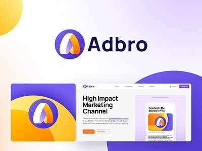 ADBRO Advertising Agency Company Logo a ad adbro add advertising agency branding colorful company design gradient graphic design letter letter a logo logo for sale motion graphics new logo startup ui