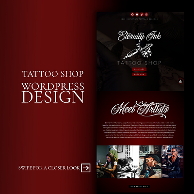 Tattoo Studio WordPress Web Design branding design designer elementor illustration logo tattoo tattooshop tattoostudio ui web design web design for hire websites